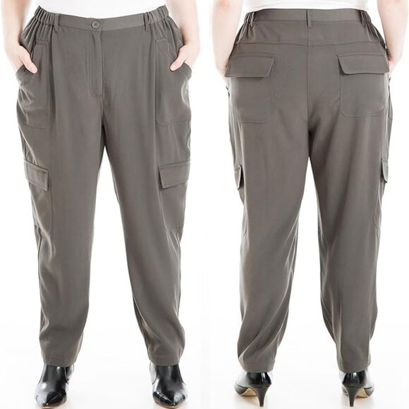 Max Studio Women's Army Plus Size Soft Twill Ankle Cargo Pant - Size 2X - NWT - Picture 1 of 7
